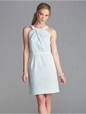 Daniel Cremieux Pale Green & White Seersucker Halter-Style Mini Dress NWT